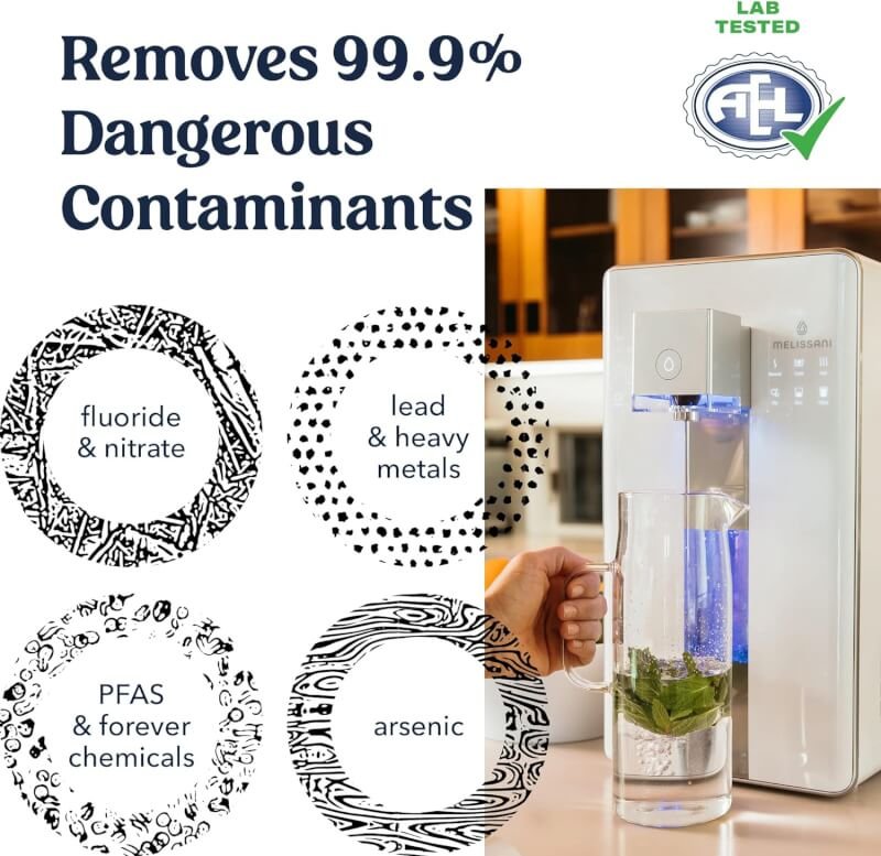 M1 Reverse Osmosis Countertop Water Purifier, Professional Grade 5-Stage RO Filtration, Purified Tap Water, 3-second Hot or Cool, Portable Water Purification System for Home- No Installation